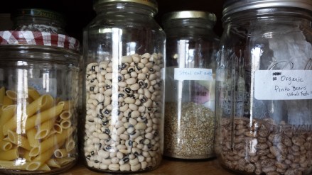 dried legumes in glass jars