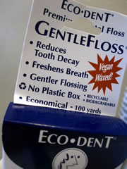 Eco-Dent dental floss in a cardboard box