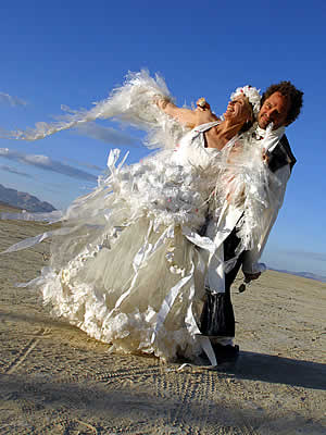 plastic wedding dress at Burning Man
